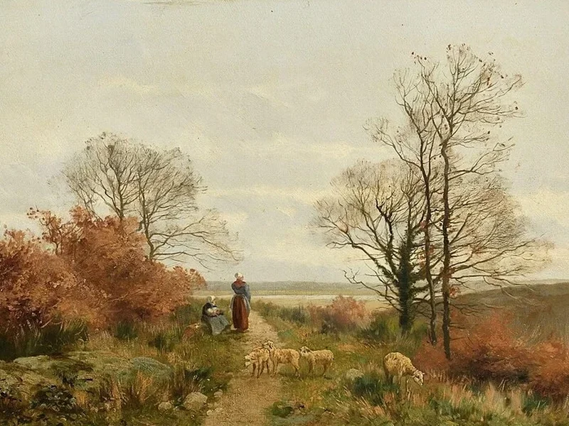 1843-Fernand Lutscher - Pastorella e le sue pecore